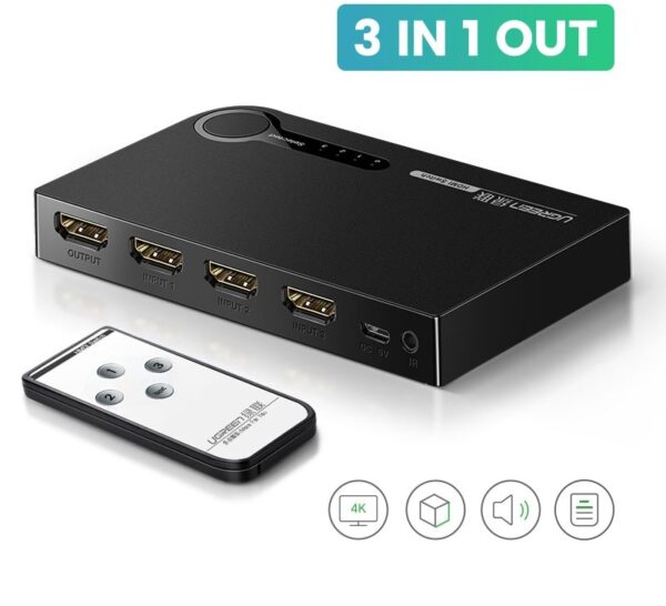 UGREEN HDMI Switch 3D HD4K 3 Ports HDMI Adapter Splitter