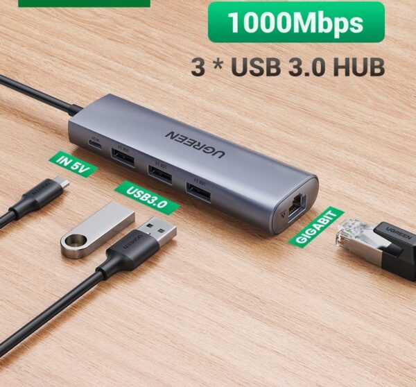Ugreen USB Ethernet Adapter USB 3.0 to RJ45 3.0 HUB